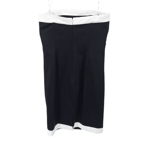 NEW Kay Unger Black White Trim Strapless Mini Cocktail Dress 10 Ruched Sheath - Picture 6 of 11